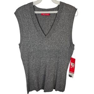 Anne Klein Nordstrom Gray Silver Sweater Vest Sparkly Shimmer Holiday 2X NEW NWT